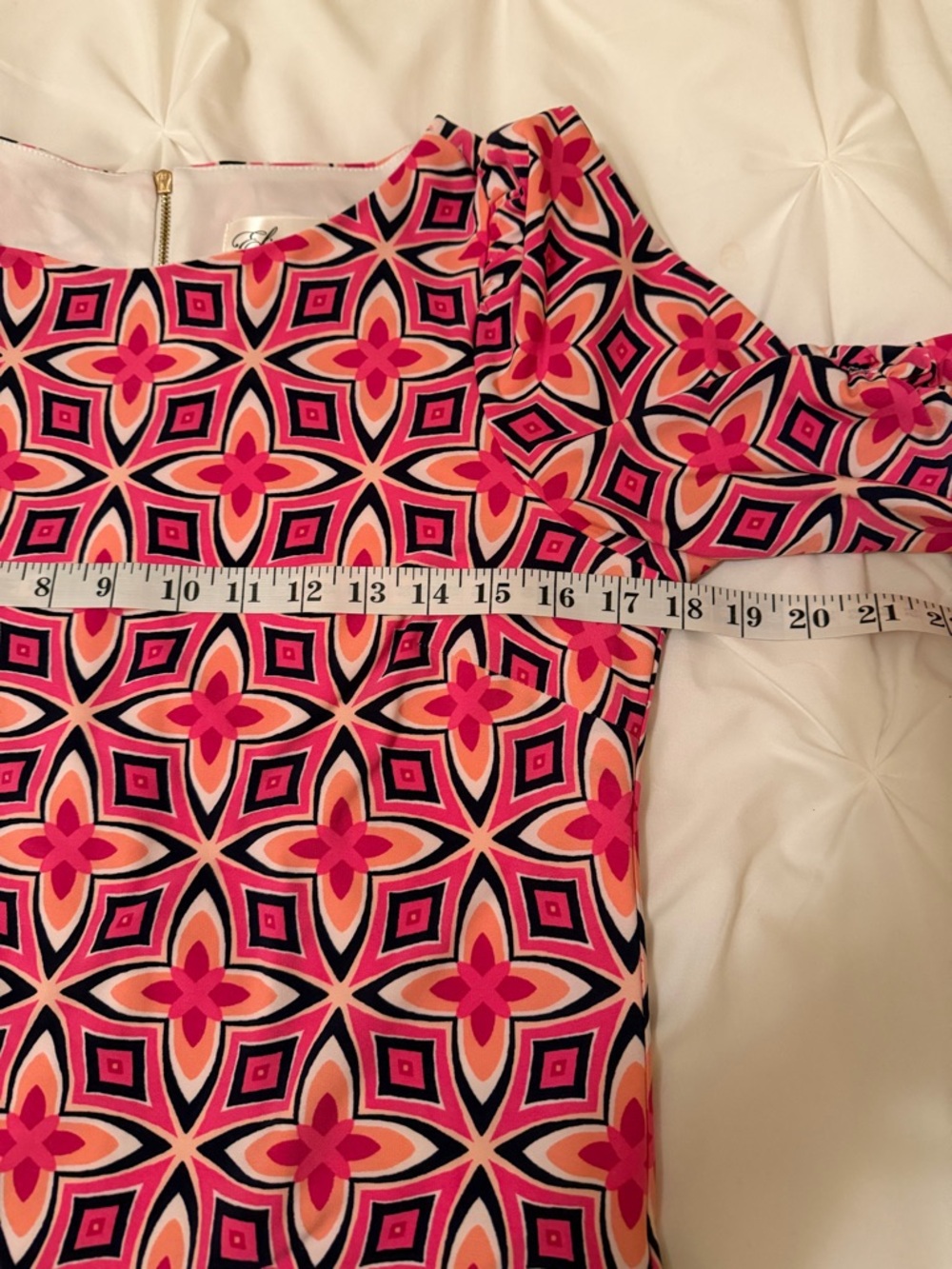 NWOT Eliza J Pink and Black Geometric Half Sleeve Dress Women Size 10 - Picture 7 of 11